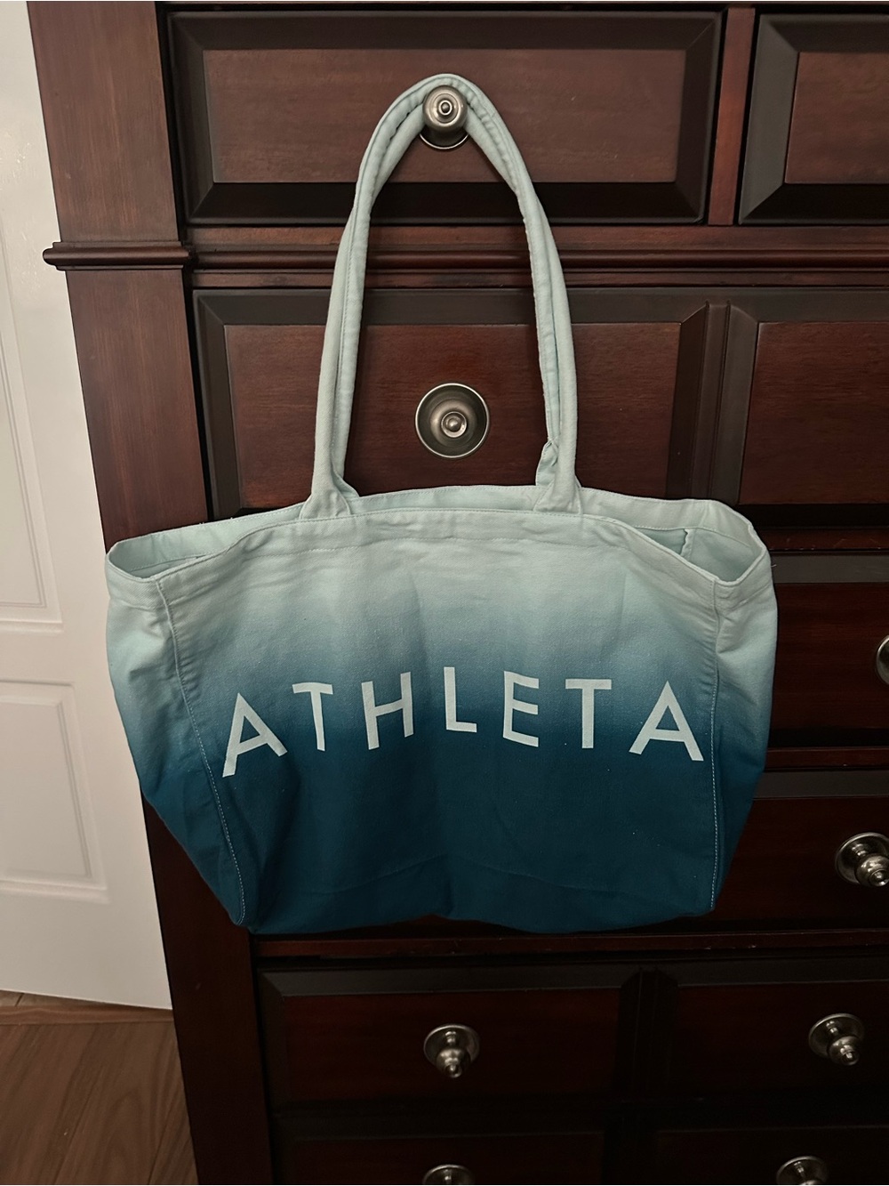 Athleta Ombre Blue Canvas Tote Bag - never used